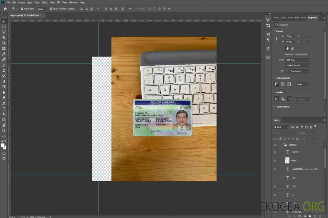 Australie Victoria state dl (version 2) photolook AVANT template